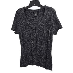 BCBGMaxAzria Short sleeve Knit Button Up Grey Cardigan Size Medium